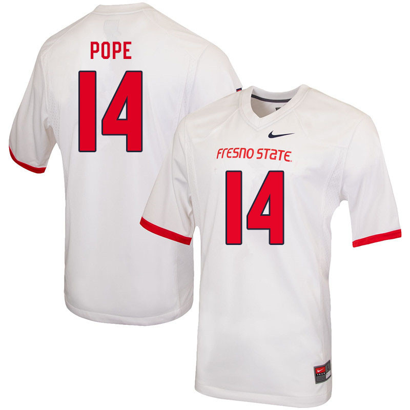 Men #14 Zane Pope Fresno State Bulldogs College Football Jerseys Sale-White